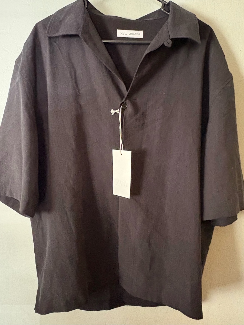 Zara Black Button Down Polo